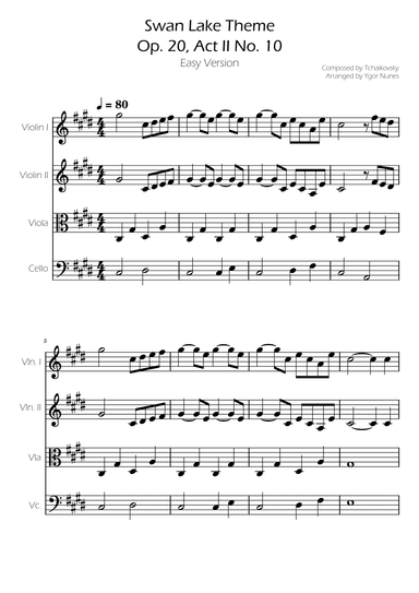 Swan Lake (theme) - Tchaikovsky - String Quartet (arr. Ygor Nunes)
