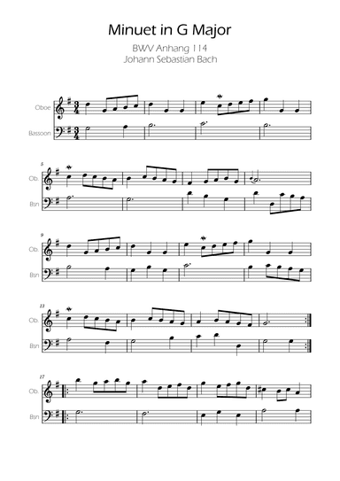 Minuet in G major BWV Anh. 114 - Bach - Oboe and Basson (arr. Ygor Nunes)