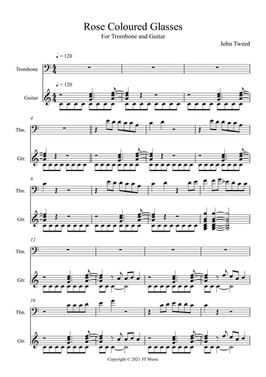 Rose Coloured Glasses - Trombone and Guitar
