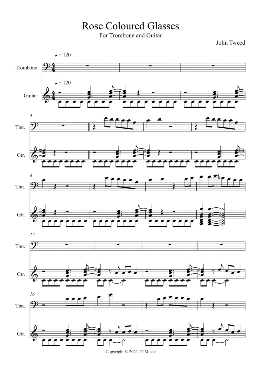 Rose Coloured Glasses - Trombone and Guitar