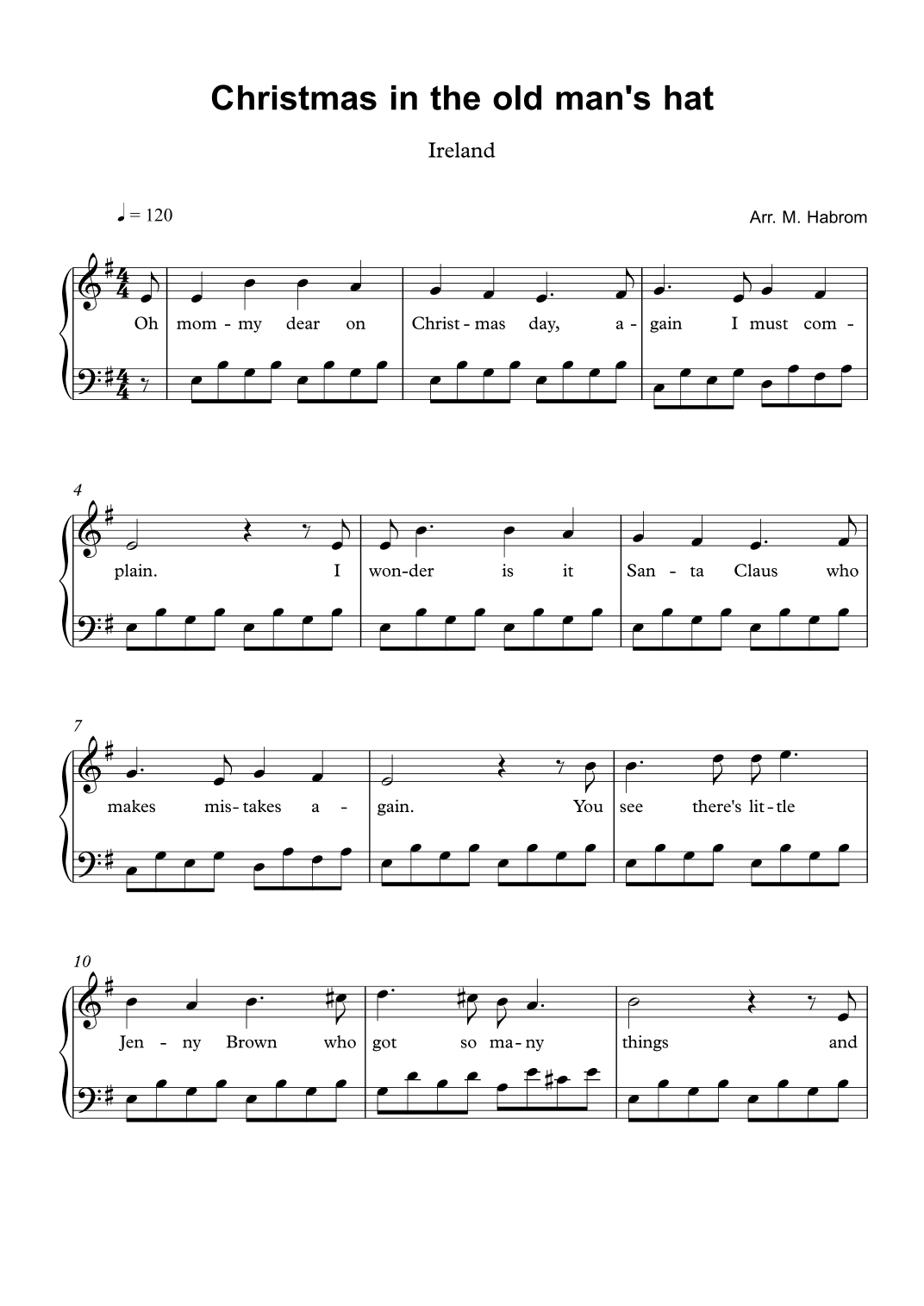 Christmas in the old man's hat (arr. Michael Habrom)