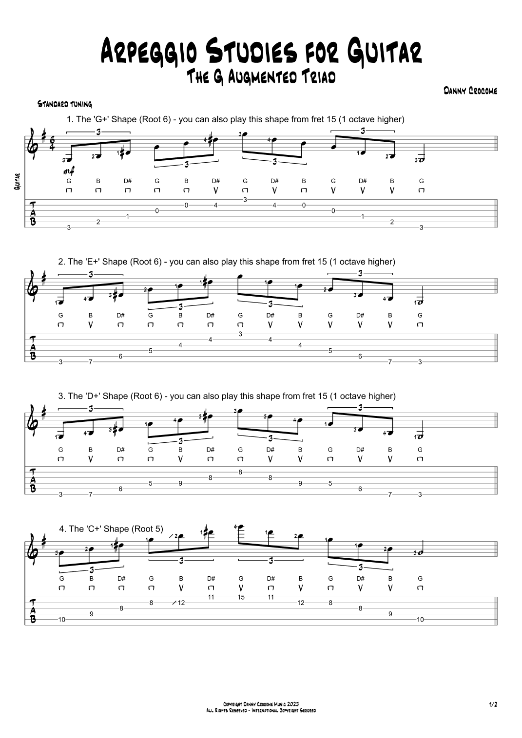 Arpeggio Studies for Guitar - The G Augmented Triad