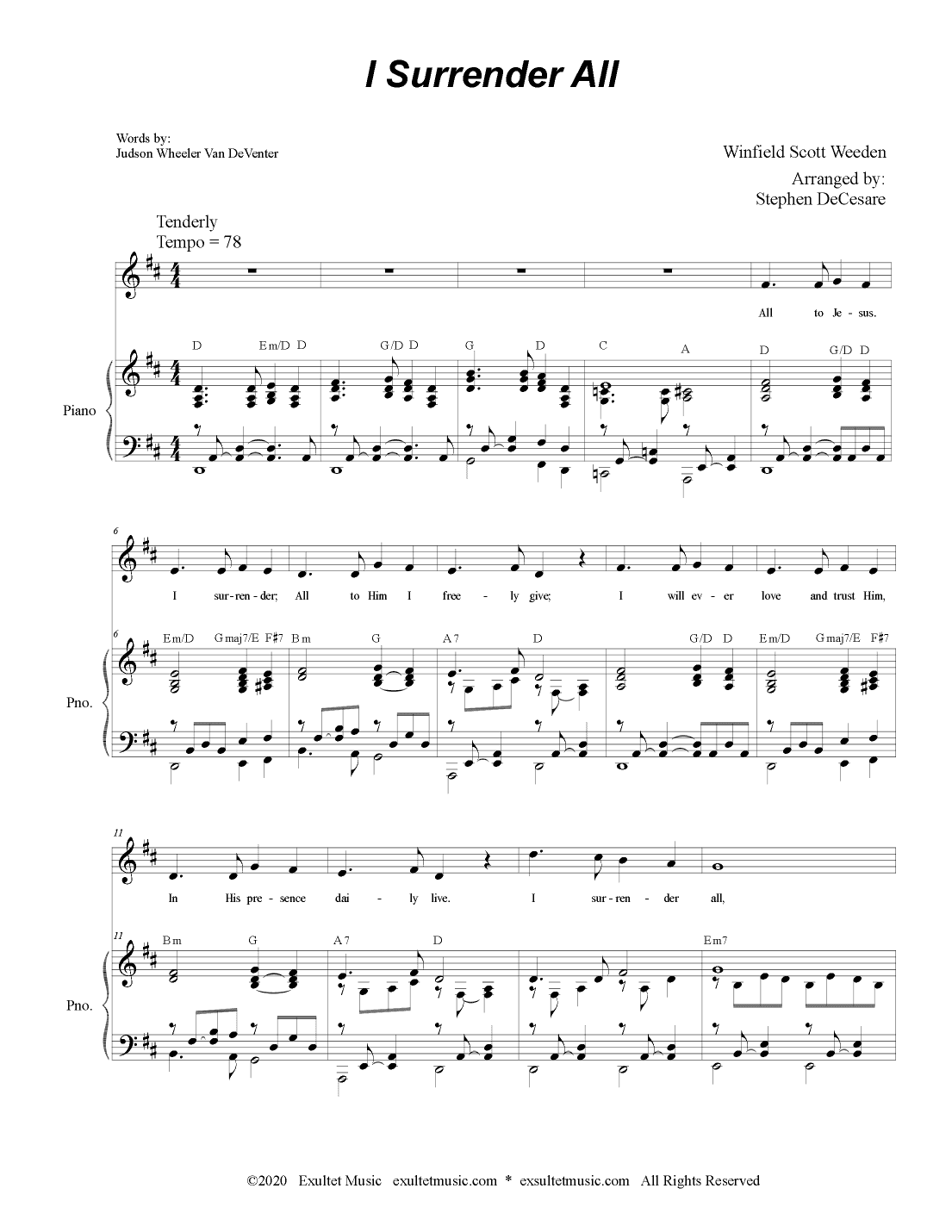 I Surrender All (Unison choir) (arr. Stephen DeCesare)