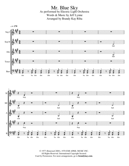 Mr. Blue Sky (arr. BK Riha / Brandy Kay Riha)