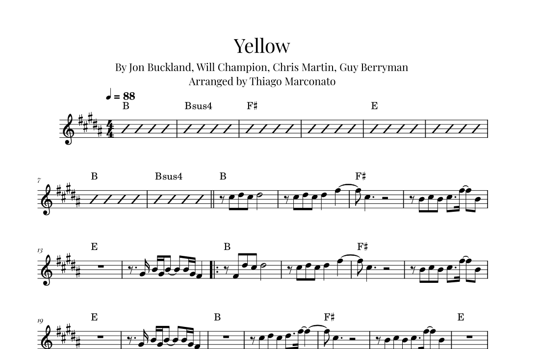 Yellow (arr. Thiago Marconato)