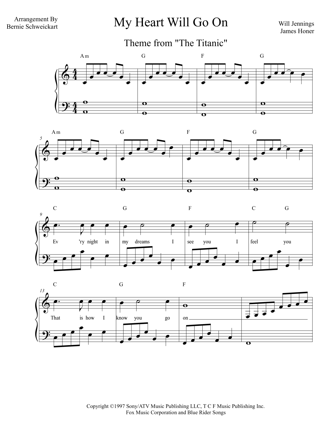My Heart Will Go On (love Theme From 'titanic') (arr. Bernie Schweickart)