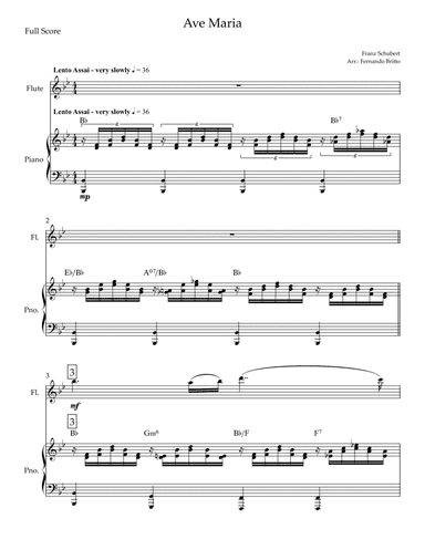 Ave Maria (Franz Schubert) for Flute Solo and Piano with Chords (arr. Fernando Britto)