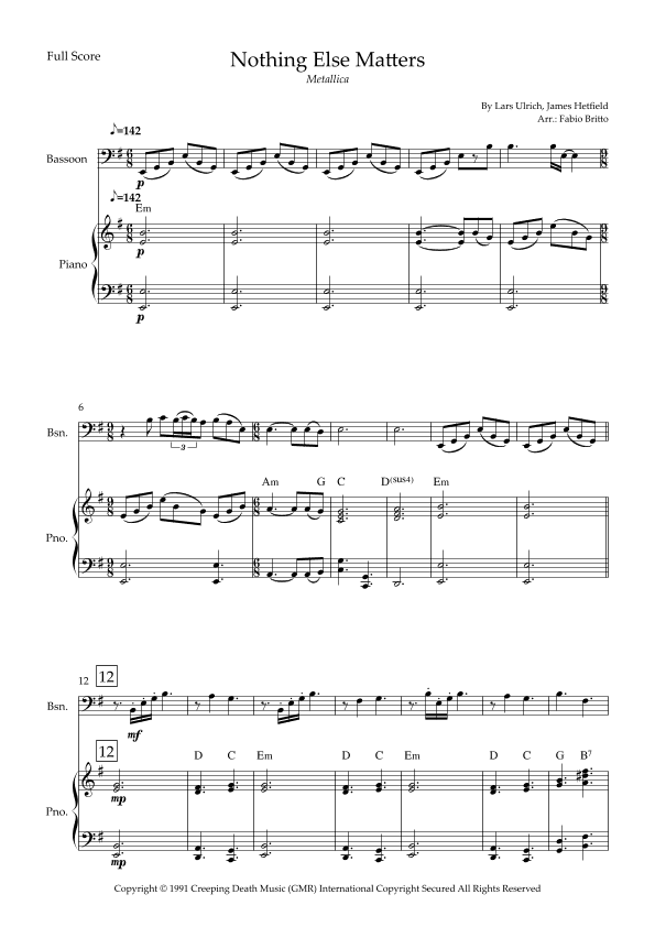 Nothing Else Matters (arr. Fabio Britto)