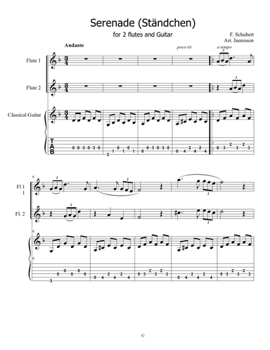 Serenade - Ständchen - ( 2 flutes) (arr. Jauresson B Lima)