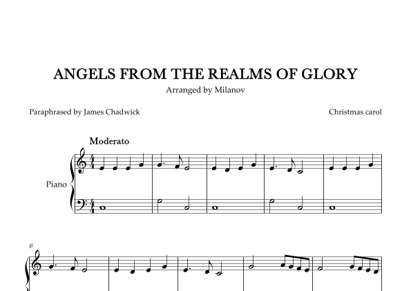 Angels we have heard on high in C Piano Easy Christmas carol original rhythm (arr. Milanov)