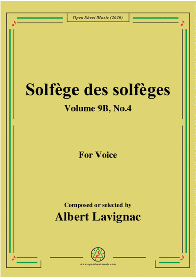 Lavignac-Solfège des solfèges,Volume 9B,No.4,for Voice (arr. MSM)