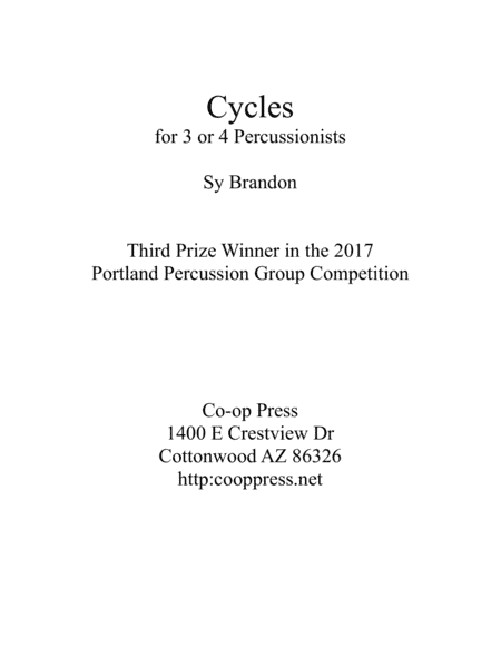 Cycles for Percussion Trio or Quartet