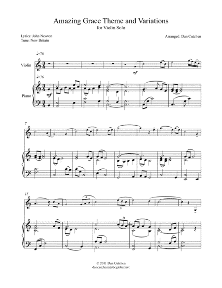 Violin - "Amazing Grace" Theme and variations (arr. Dan Cutchen)