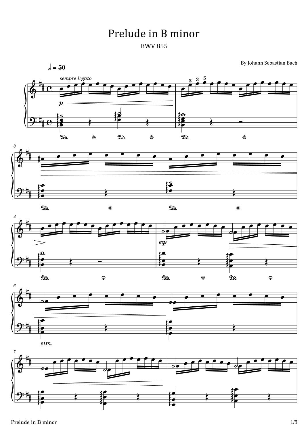 J.S. BACH - Prelude in B minor - BWV 855 - For Piano Solo (arr. poon)