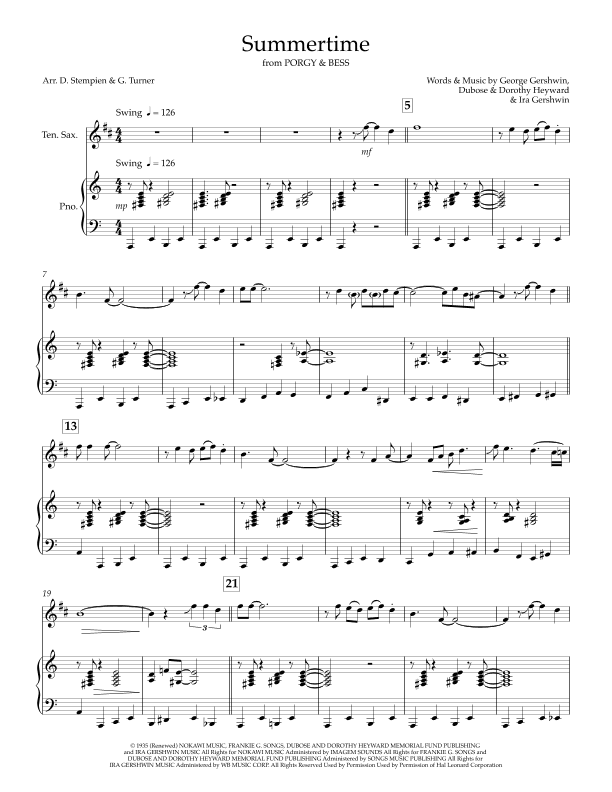 Summertime (arr. Debra E. Stempien, Gregory H. Turner)