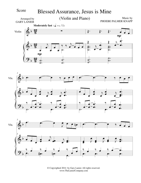 BLESSED ASSURANCE (Violin/Piano and Violin Part) (arr. Gary Lanier)