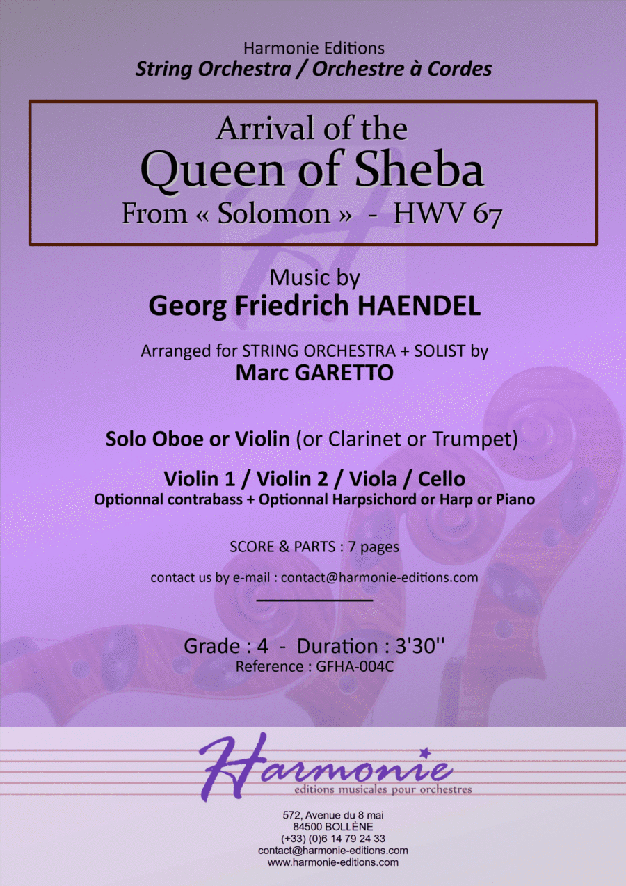 Arrival of Queen of Sheba - HAENDEL (Händel) "Solomon" HWV 67 (arr. Marc GARETTO)