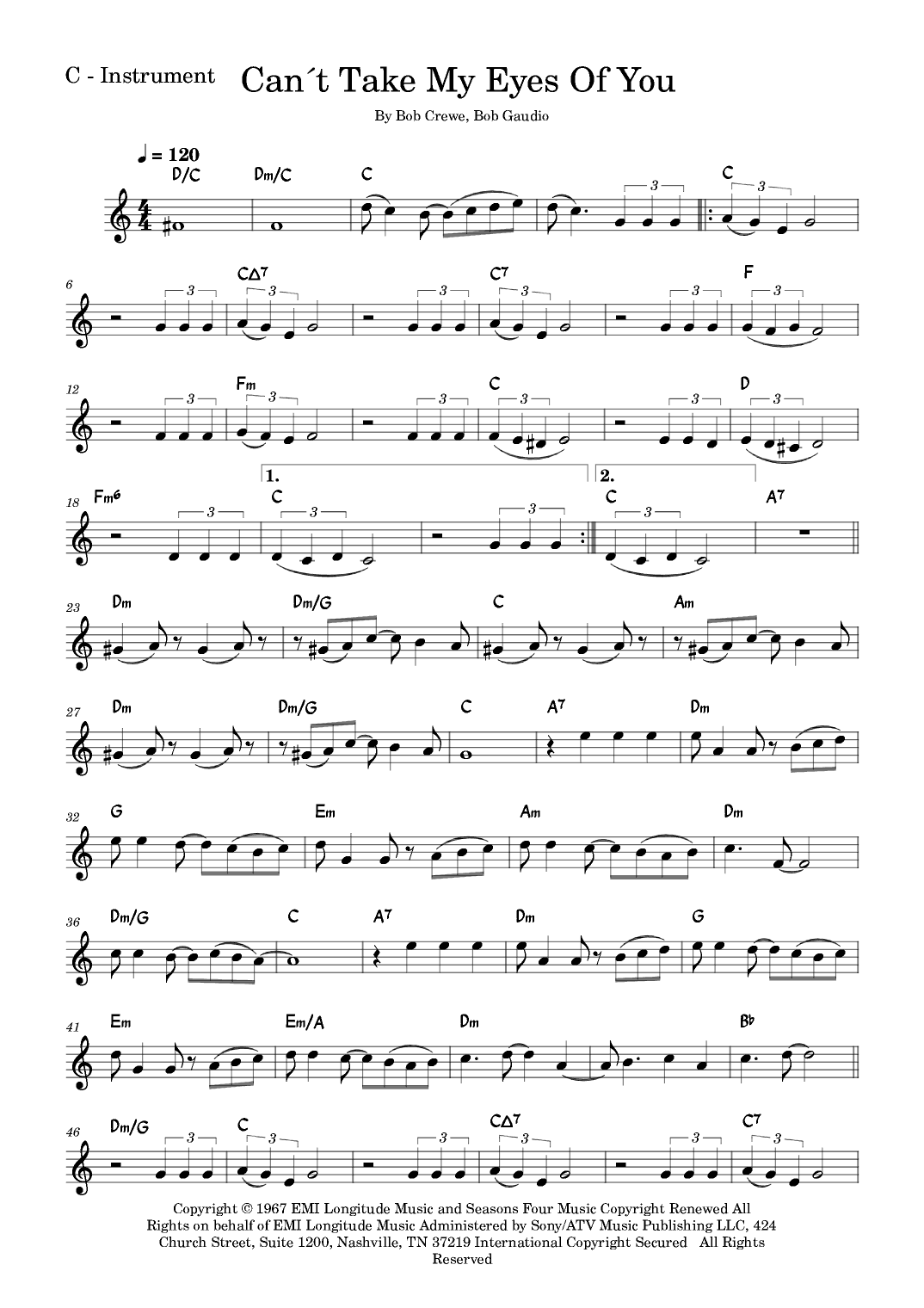 Can't Take My Eyes Off Of You (arr. Fabio Eduardo de Oliveira)