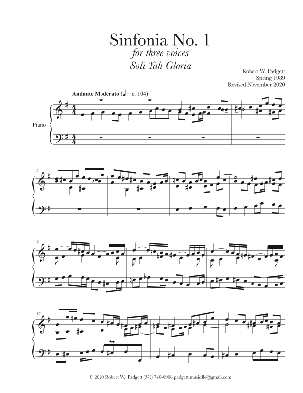 Sinfonia No. 1 in E minor for three voices