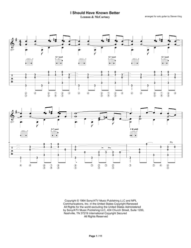 I Should Have Known Better (arr. Steven King)