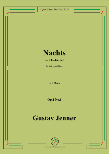 Jenner-Nachts,in B Major,Op.1 No.1 (arr. OSM Press)