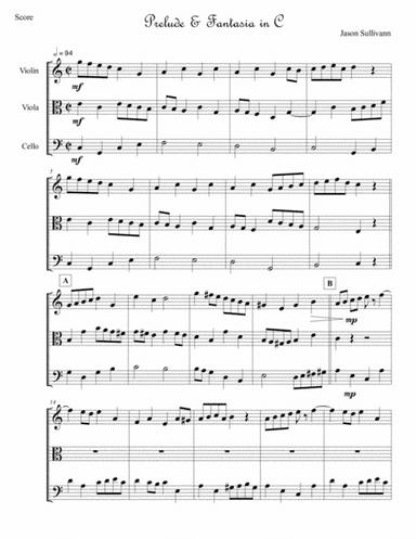 Prelude & Fantasia in C for String Trio