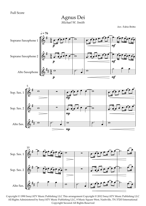 Agnus Dei (arr. Fabio Britto)