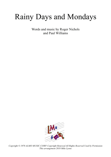 Rainy Days And Mondays (arr. Mike Lyons)