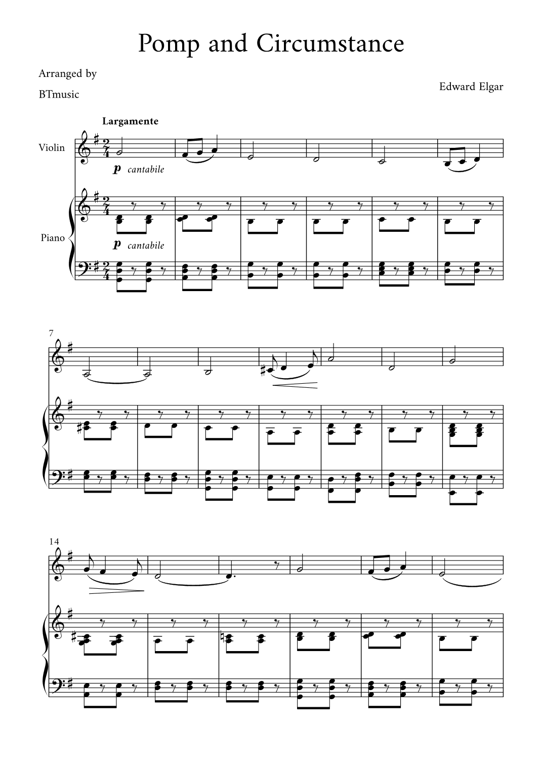 Pomp and Circumstance - Edward Elgar (arr. BTmusic)