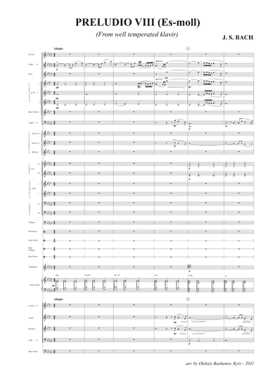 PRELUDIO VIII (Es-moll) from well temperated klavir (Score and Parts)