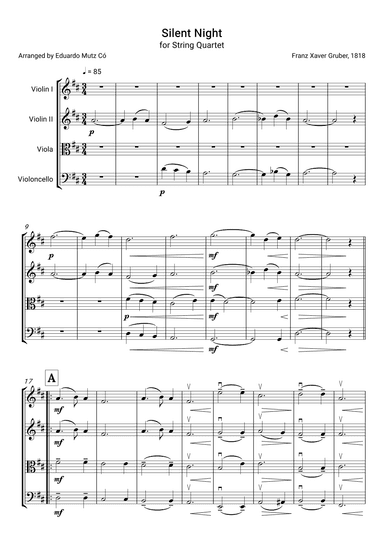 Silent Night – Intermediate String Quartet Arrangement (arr. Eduardo Mutz Có)