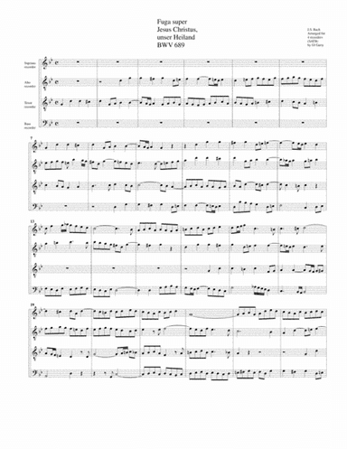 Fuga super Jesus Christus, unser Heiland BWV 689 (Arrangement for 4 recorders) (arr. Gil Garty)