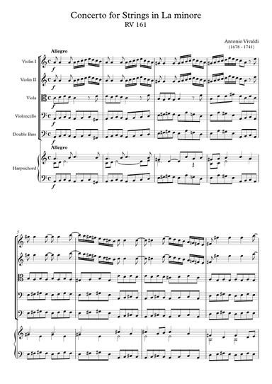 Concerto for Strings in La minore RV 161