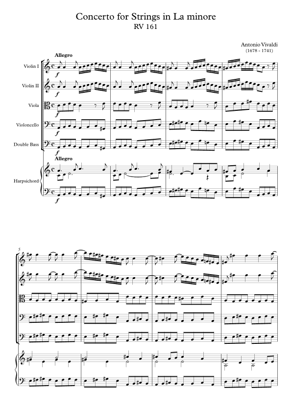 Concerto for Strings in La minore RV 161
