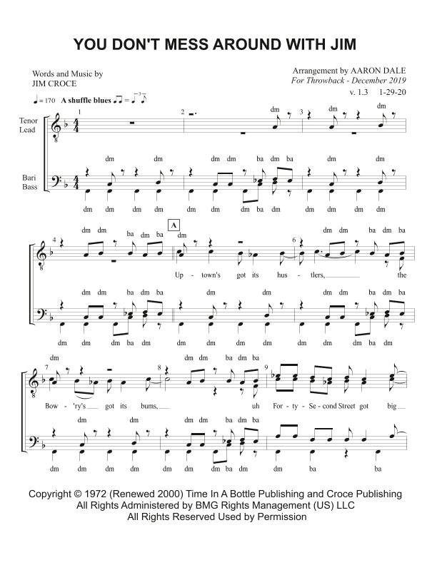 You Don't Mess Around With Jim (arr. Aaron Dale)