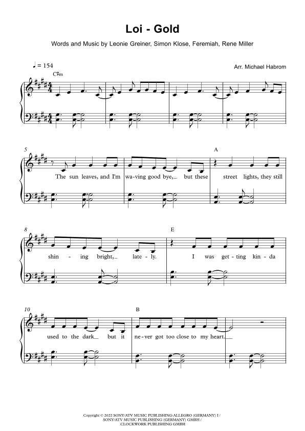 Weight In Gold (arr. Michael Habrom)