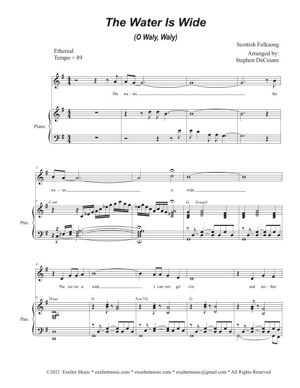 The Water Is Wide (O Waly, Waly) (Unison choir - High Key) (arr. Stephen DeCesare)