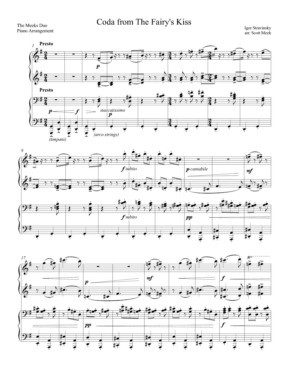 Coda from The Fairy's Kiss (arr. Scott Meek)