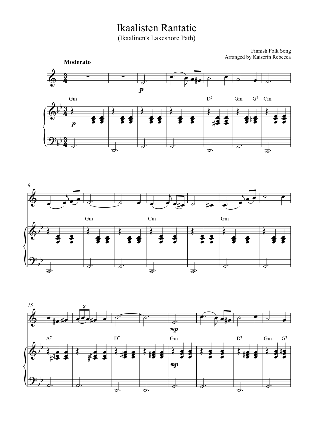 Ikaalisten Rantatie (Ikaalinen's Lakeshore Path) (arr. Kaiserin Rebecca)