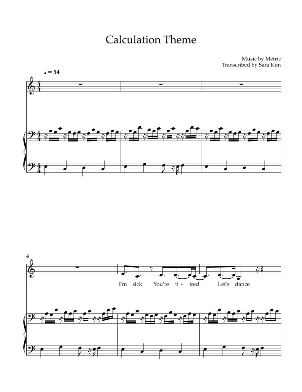 Calculation Theme (arr. Sara Kim)