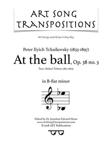 At the ball, Op. 38 no. 3 (B-flat minor) (arr. ArtSongTranspositions.com)