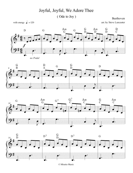 Joyful, Joyful, We Adore Thee  (Ode to Joy) - triplet arr. for solo piano (arr. Steve Lancaster)