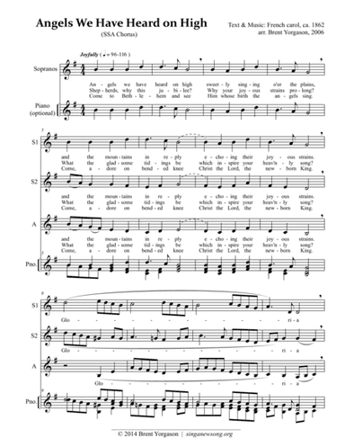 Angels We Have Heard on High (SSA) (arr. Brent Yorgason)
