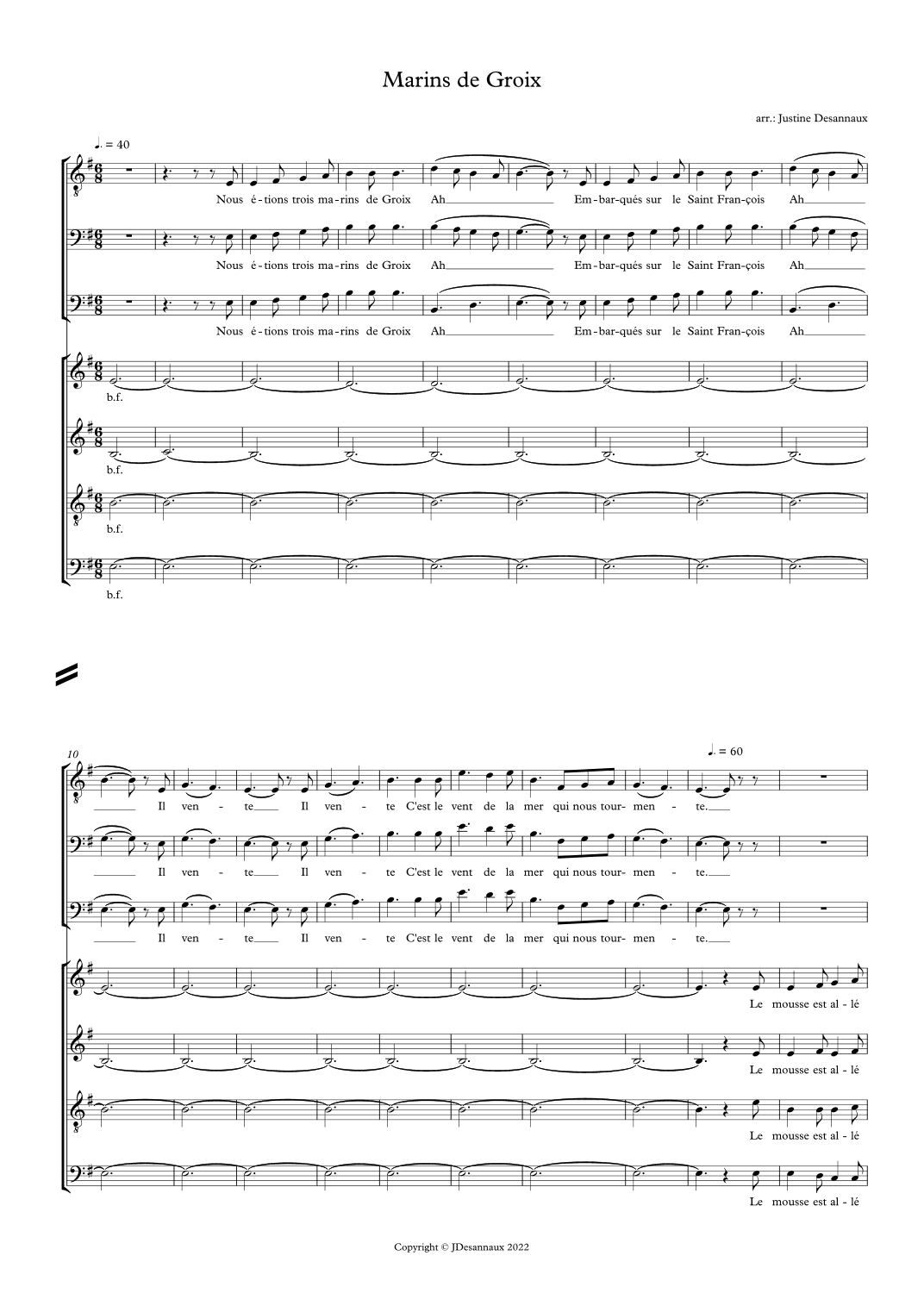 Marins de Groix (arr. Justine Desannaux)