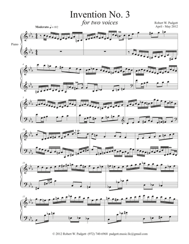 Invention No. 3 in C minor for two voices