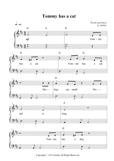 Tommy has a cat(Nursery Rhymes for Easy Piano)
