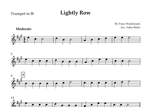 Lightly Row for Trumpet in Bb Solo (arr. Fabio Britto)