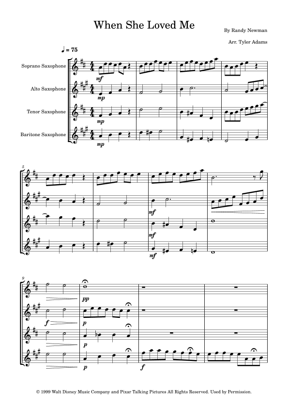 When She Loved Me (arr. Tyler Adams)