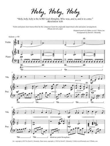 Holy, Holy, Holy (arr. for violin and piano) (arr. David S. Abramsky)