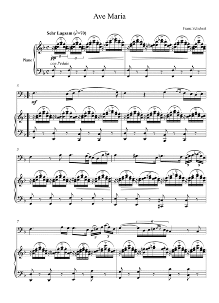 Franz Schubert - Ave Maria (Violoncello Solo) - F key (arr. André Laitano)